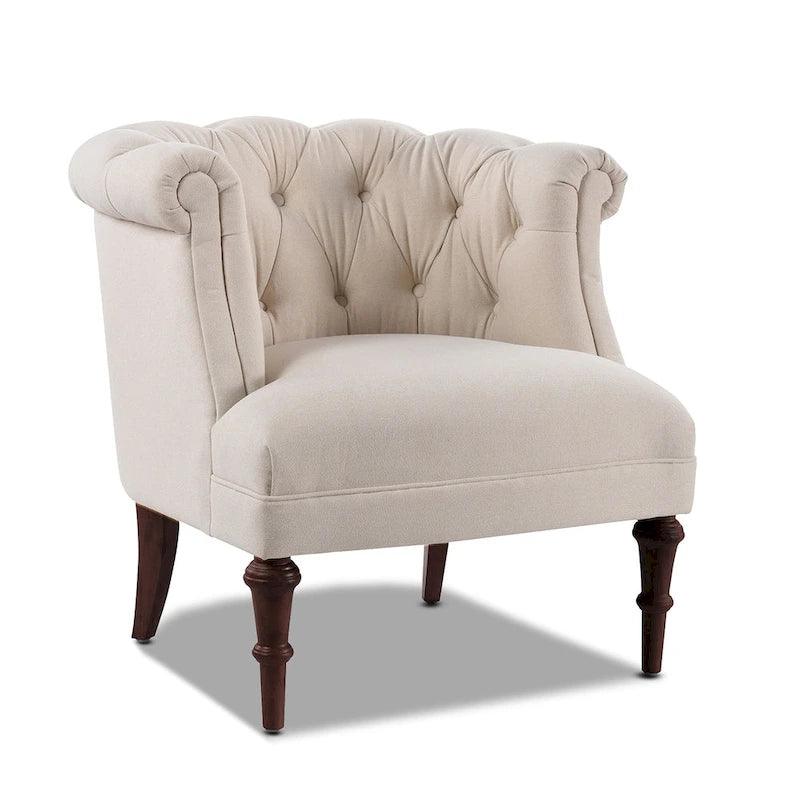 Fauteuil d'appoint Mid-Century Modern avec capitonnage et accoudoirs roulés