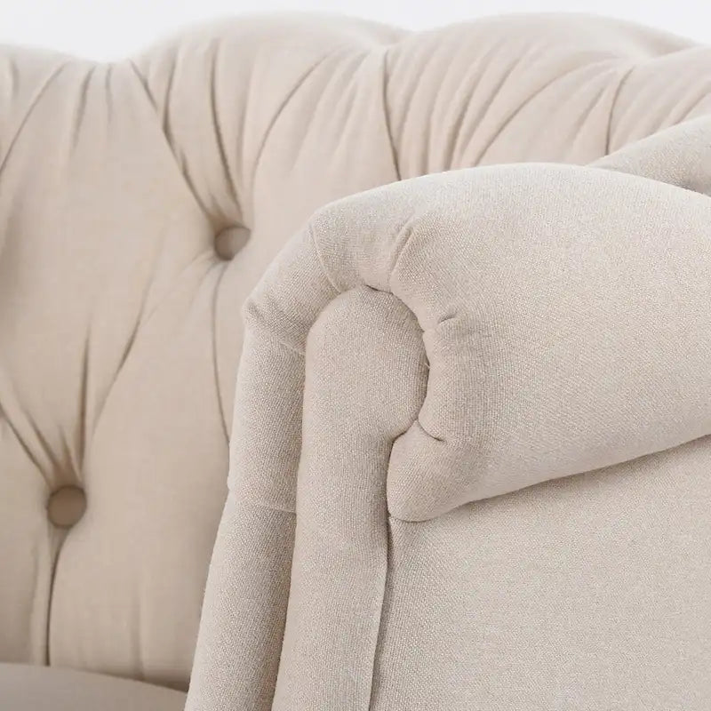 Fauteuil d'appoint Mid-Century Modern avec capitonnage et accoudoirs roulés