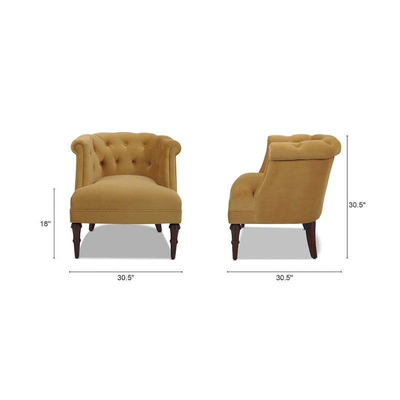 Fauteuil d'appoint Mid-Century Modern avec capitonnage et accoudoirs roulés