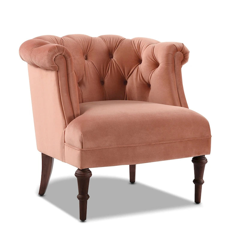 Fauteuil d'appoint Mid-Century Modern avec capitonnage et accoudoirs roulés