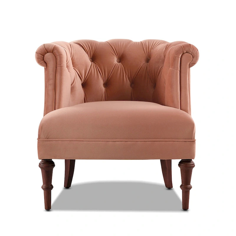 Fauteuil d'appoint Mid-Century Modern avec capitonnage et accoudoirs roulés