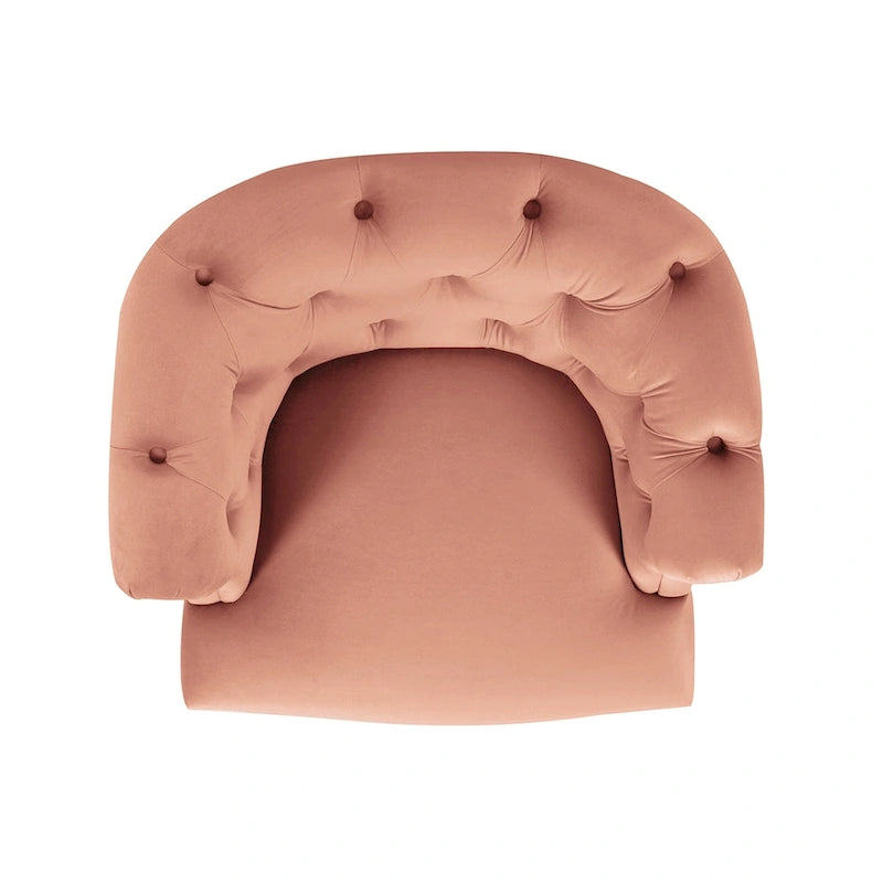 Fauteuil d'appoint Mid-Century Modern avec capitonnage et accoudoirs roulés