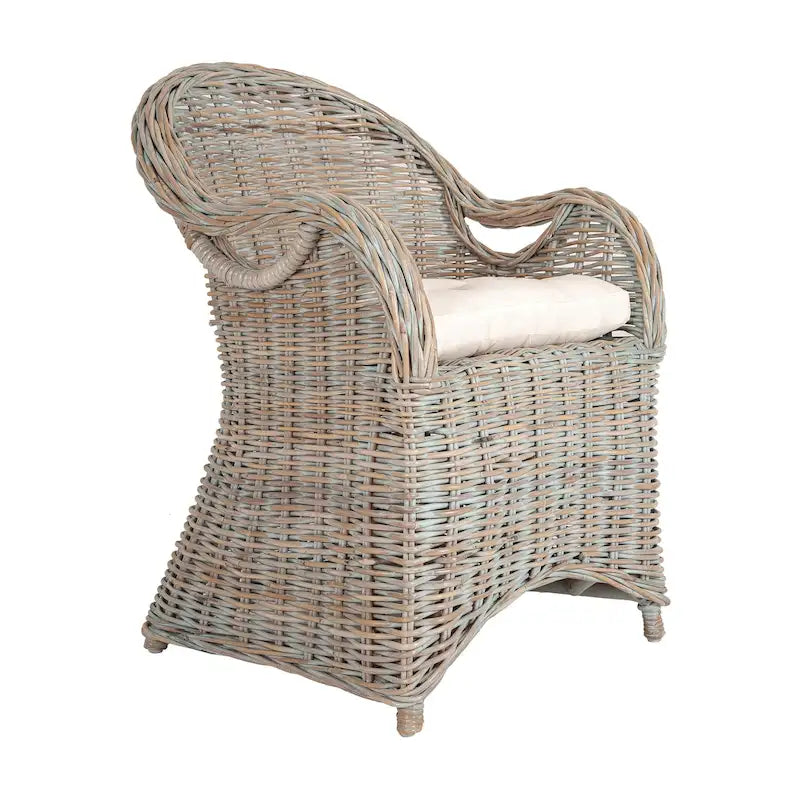 Fauteuil en rotin naturel tressé avec coussin