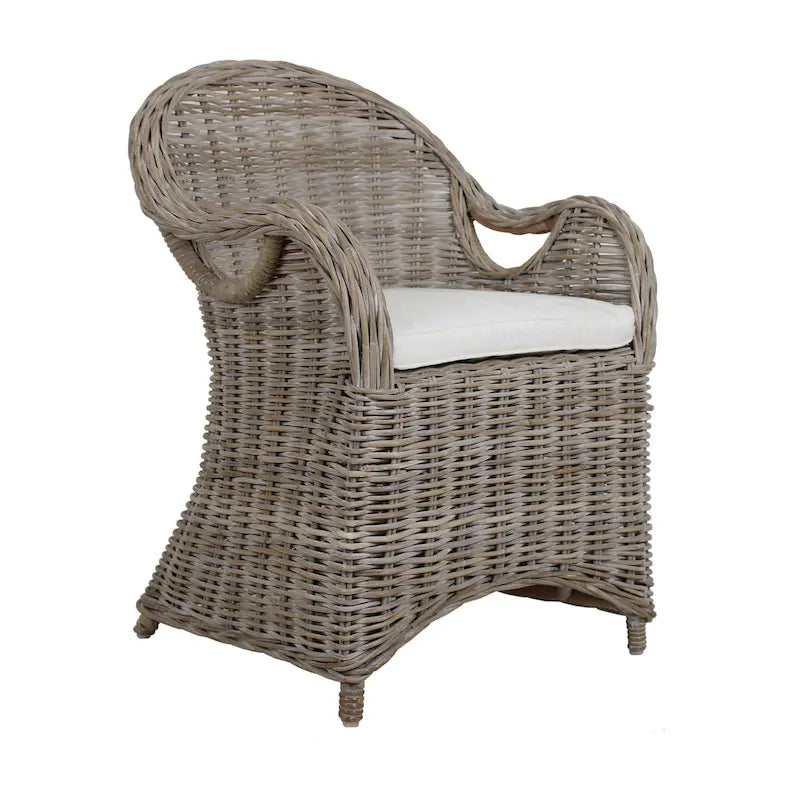 Fauteuil en rotin naturel tressé avec coussin