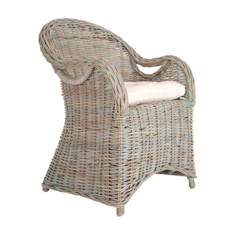 Fauteuil en rotin naturel tressé avec coussin