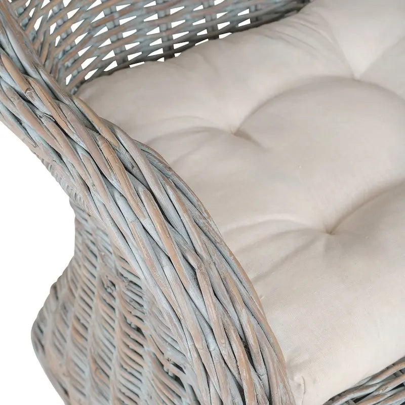 Fauteuil en rotin naturel tressé avec coussin