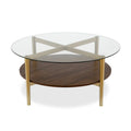 Table basse ronde moderne du milieu du siècle avec plateau en verre trempé