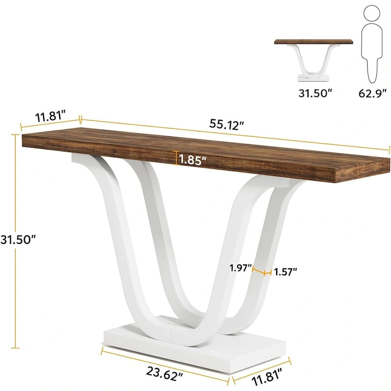 Table console de ferme 55 po avec pieds en U