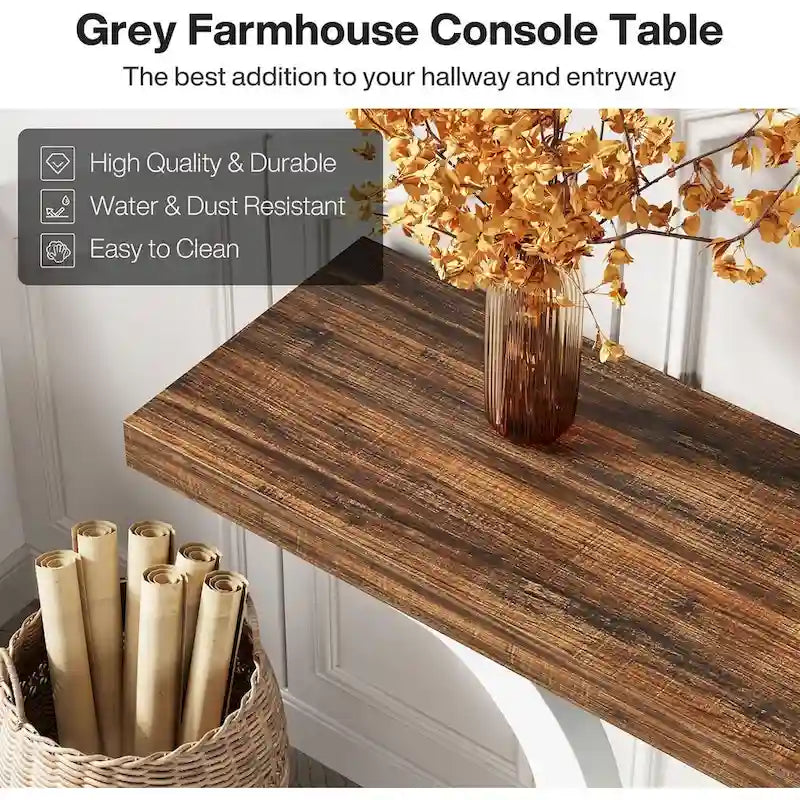 Table console de ferme 55 po avec pieds en U