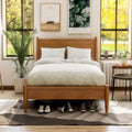 Lit plateforme Queen Size en bois style Mid-century moderne avec pieds fuselés