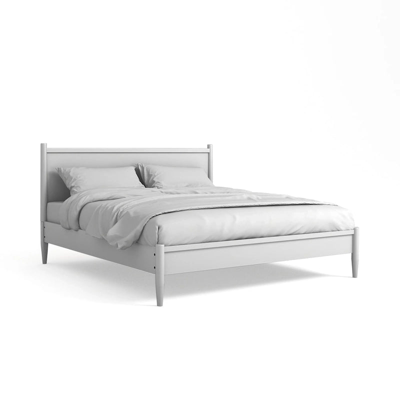 Lit plateforme Queen Size en bois style Mid-century moderne avec pieds fuselés
