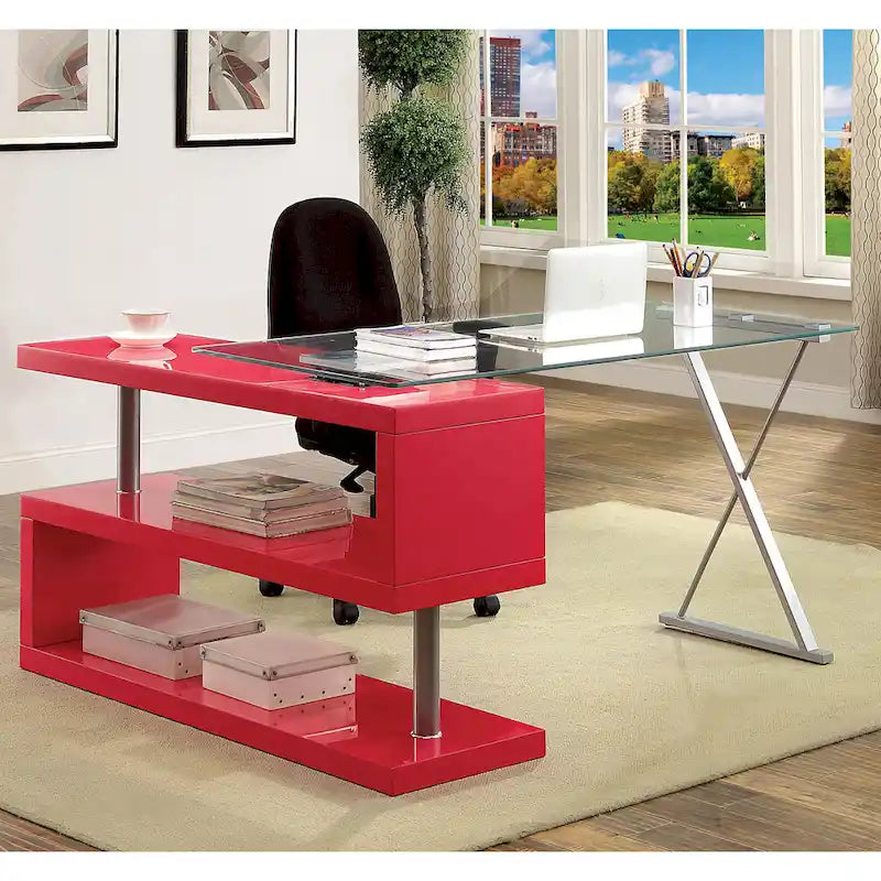 Bureau d'ordinateur convertible 59 po avec plateau en verre