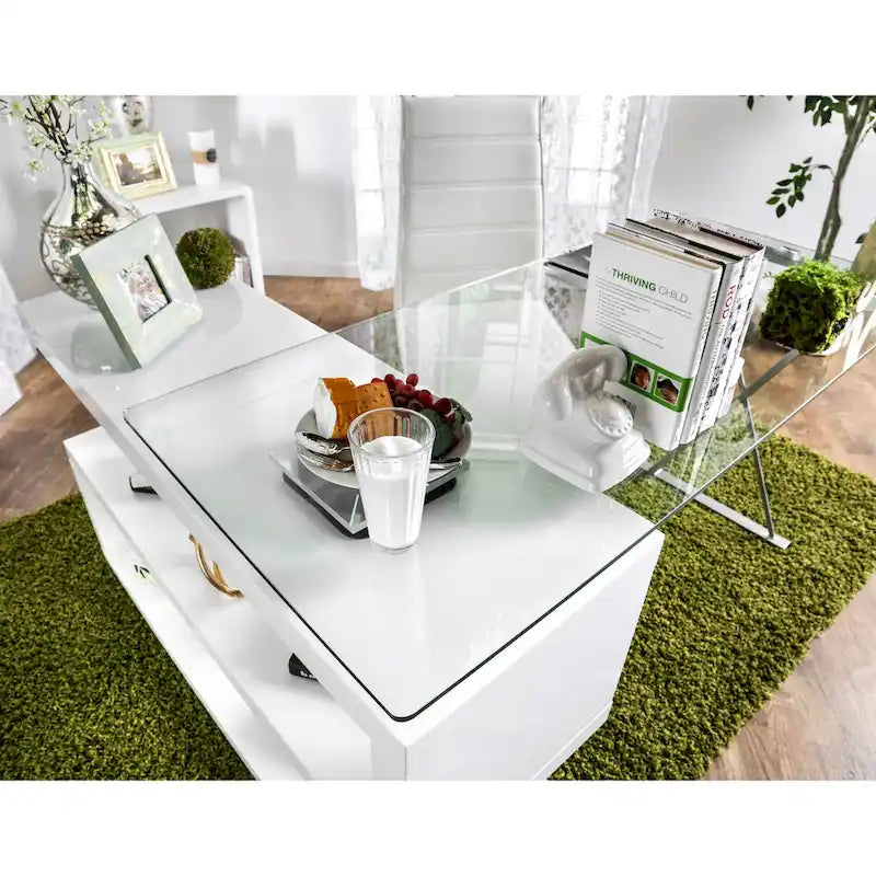 Bureau d'ordinateur convertible 59 po avec plateau en verre