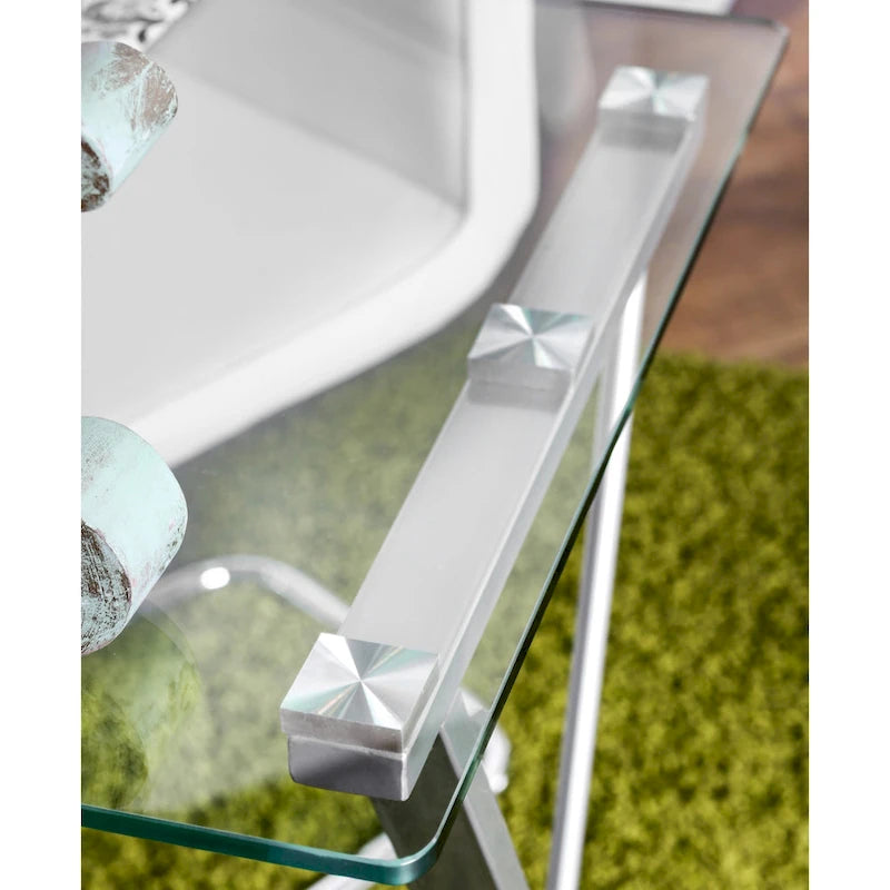 Bureau d'ordinateur convertible 59 po avec plateau en verre