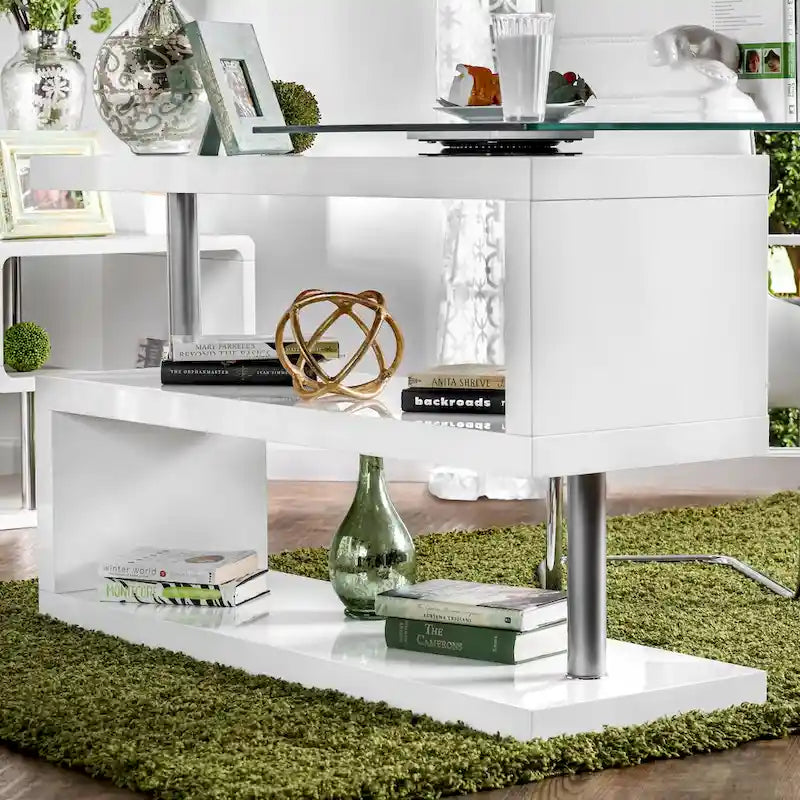Bureau d'ordinateur convertible 59 po avec plateau en verre