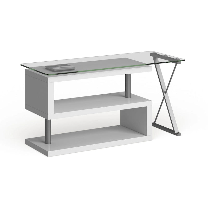 Bureau d'ordinateur convertible 59 po avec plateau en verre