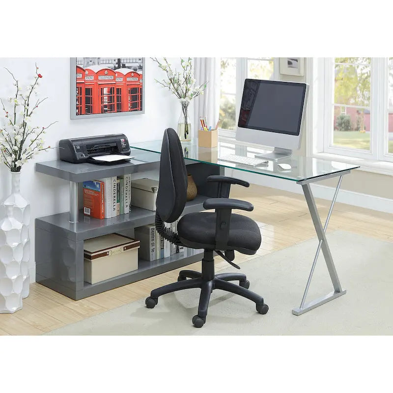 Bureau d'ordinateur convertible 59 po avec plateau en verre