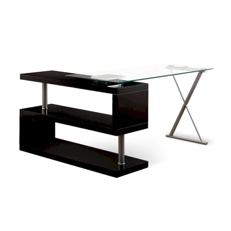 Bureau d'ordinateur convertible 59 po avec plateau en verre