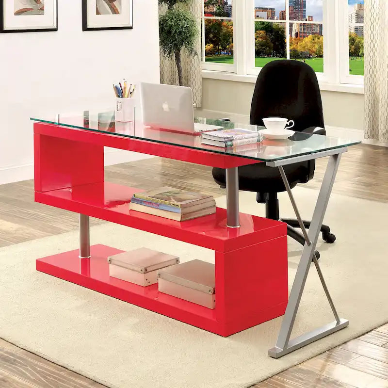 Bureau d'ordinateur convertible 59 po avec plateau en verre