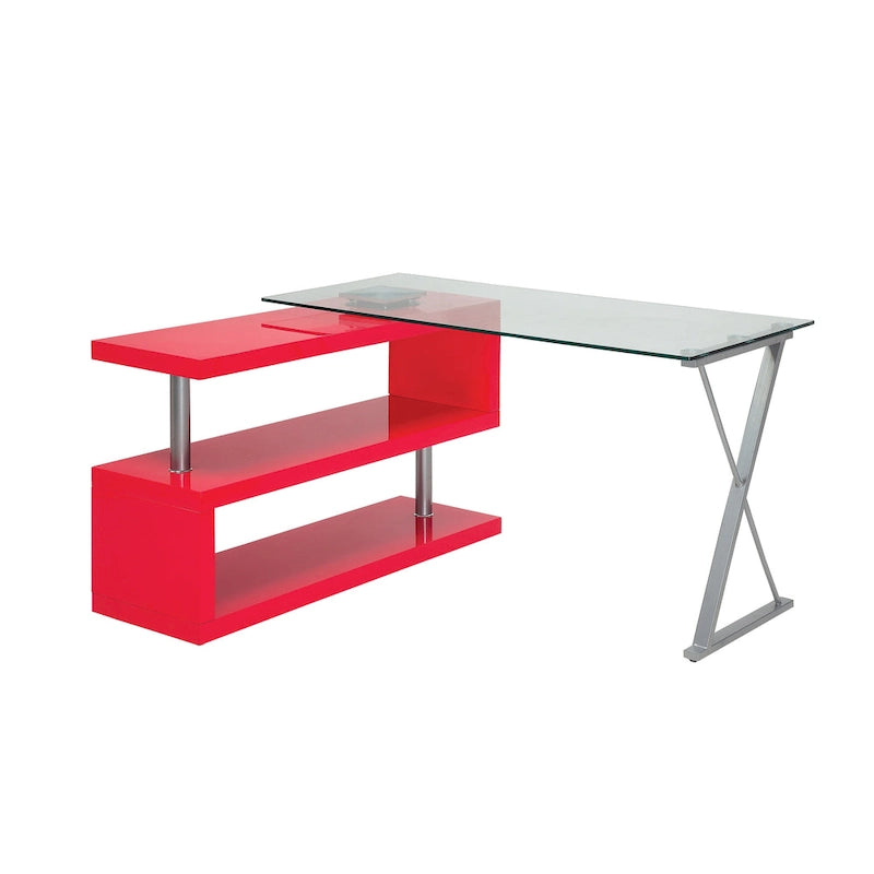 Bureau d'ordinateur convertible 59 po avec plateau en verre