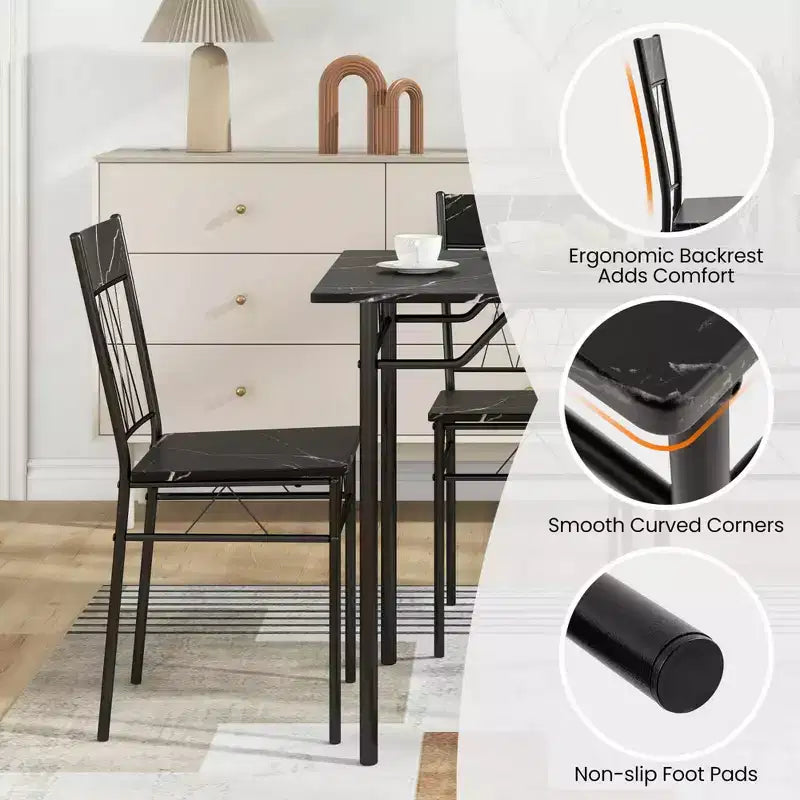 Costway 5PCS Dining Table Set for 4 Rectangular Kitchen Table & 4 Chairs with Metal Frame Cement Gray/Black
