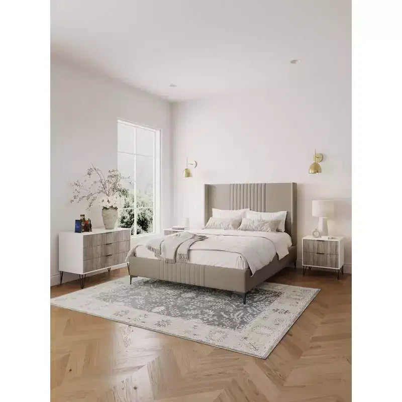 Manhattan Comfort Dumbo 2pc Modern 3 Drawer Dresser and 2 Drawer Nightstand Set