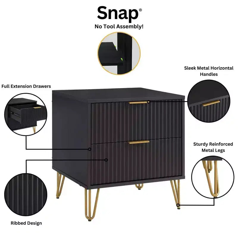 Manhattan Comfort Dumbo 2pc Modern 3 Drawer Dresser and 2 Drawer Nightstand Set