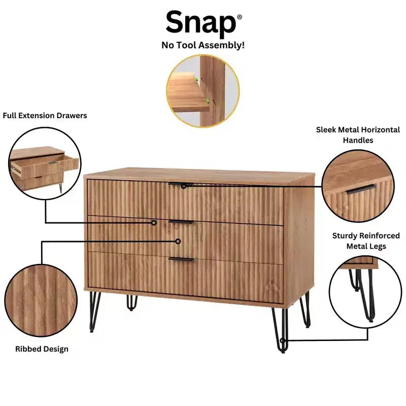 Manhattan Comfort Dumbo 2pc Modern 3 Drawer Dresser and 2 Drawer Nightstand Set