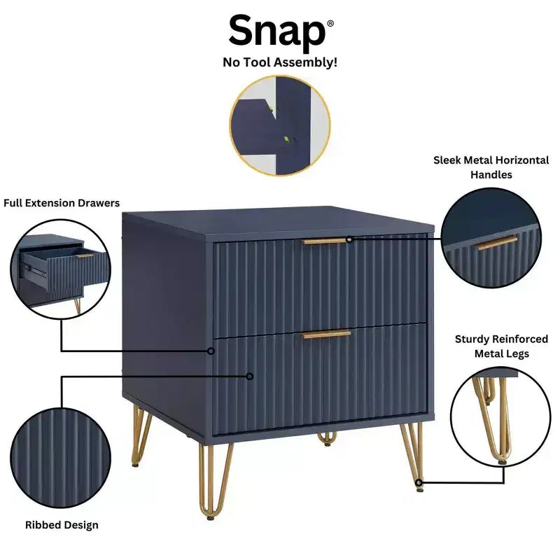 Manhattan Comfort Dumbo 2pc Modern 3 Drawer Dresser and 2 Drawer Nightstand Set