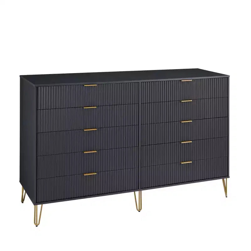 Manhattan Comfort Dumbo 2pc Modern 5 Drawer Dresser and 10 Drawer Double Dresser Set