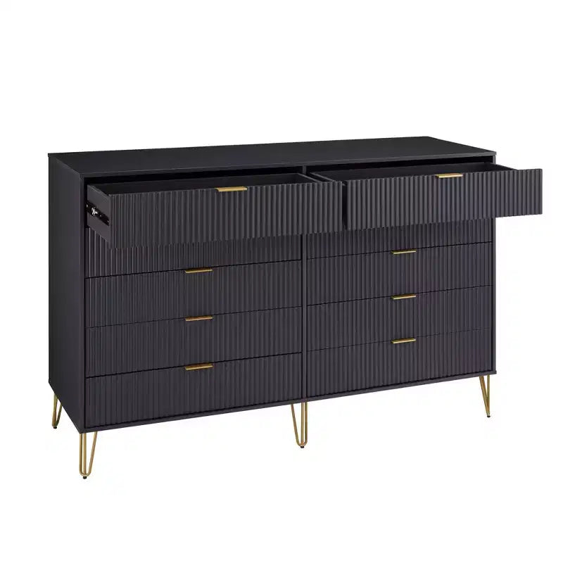 Manhattan Comfort Dumbo 2pc Modern 5 Drawer Dresser and 10 Drawer Double Dresser Set