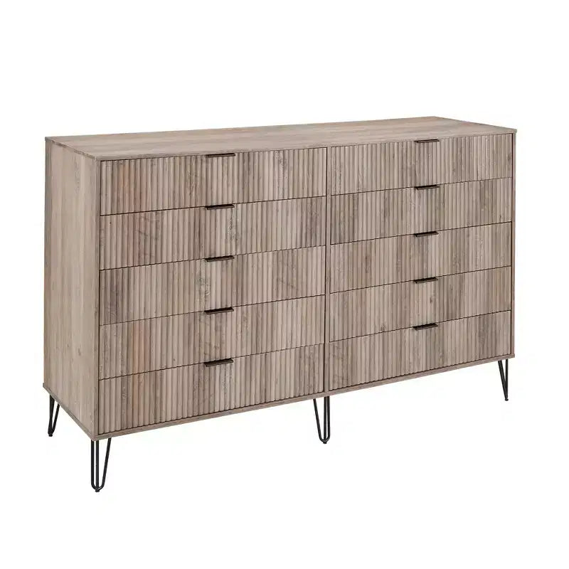 Manhattan Comfort Dumbo 2pc Modern 5 Drawer Dresser and 10 Drawer Double Dresser Set