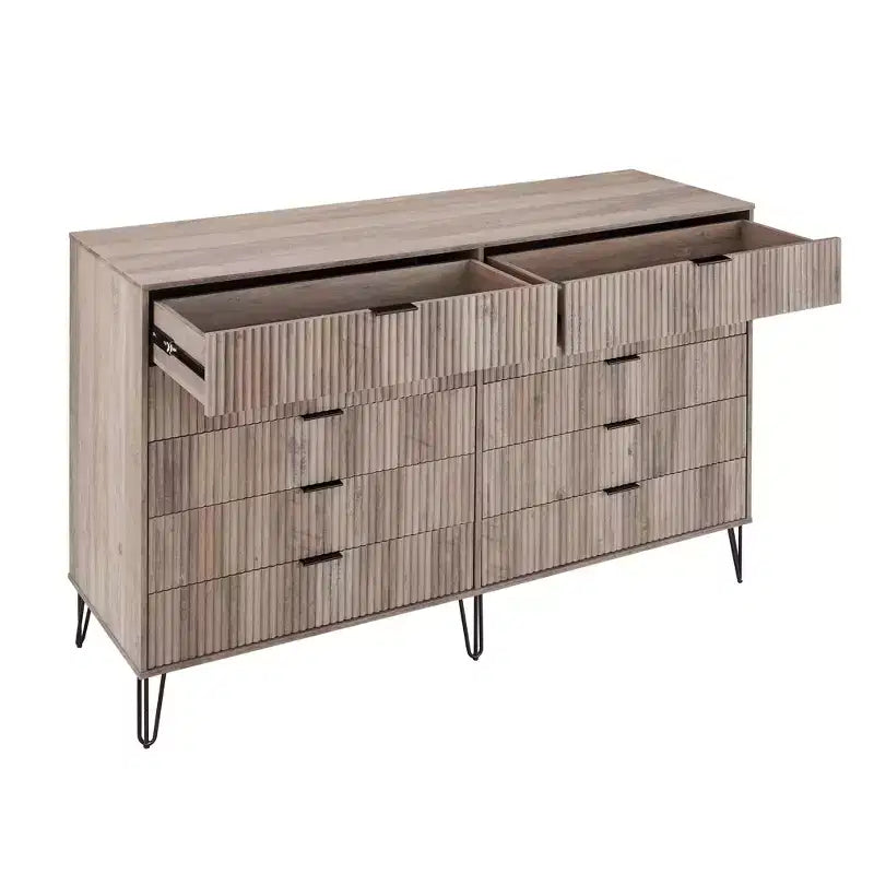 Manhattan Comfort Dumbo 2pc Modern 5 Drawer Dresser and 10 Drawer Double Dresser Set
