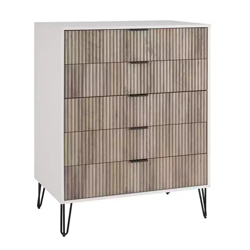 Manhattan Comfort Dumbo 2pc Modern 5 Drawer Dresser and 10 Drawer Double Dresser Set