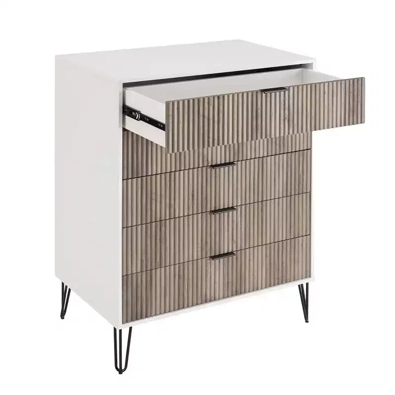 Manhattan Comfort Dumbo 2pc Modern 5 Drawer Dresser and 10 Drawer Double Dresser Set