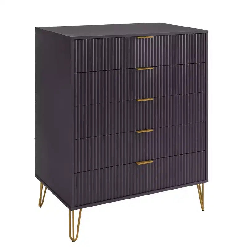 Manhattan Comfort Dumbo 2pc Modern 5 Drawer Dresser and 10 Drawer Double Dresser Set
