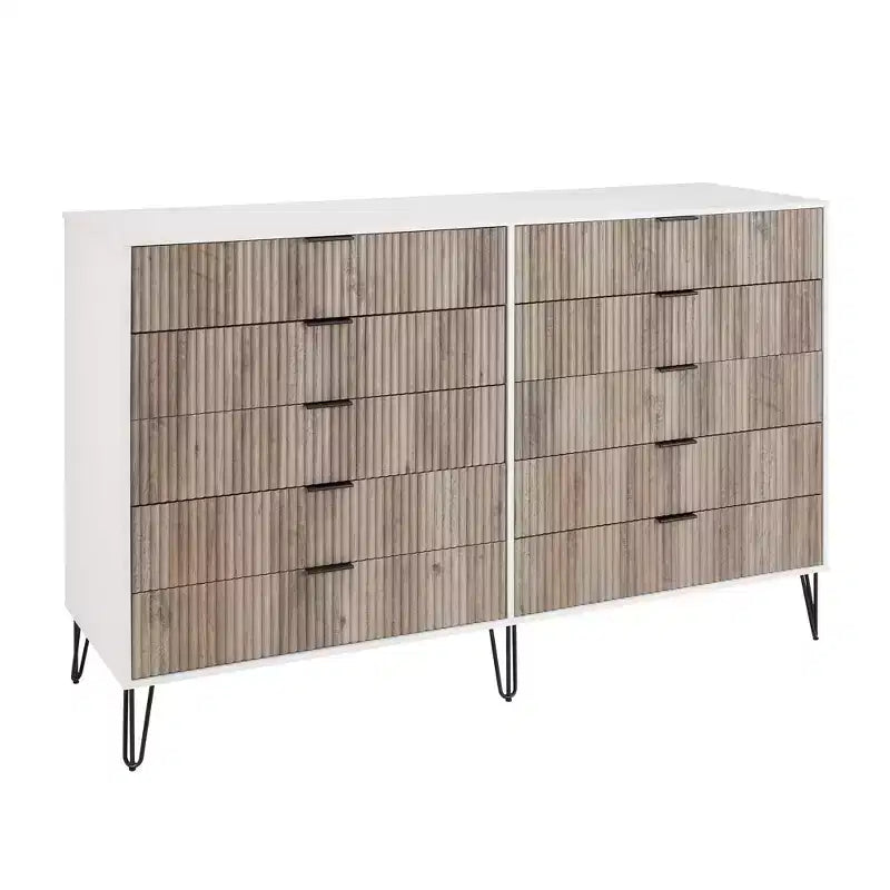 Manhattan Comfort Dumbo 2pc Modern 5 Drawer Dresser and 10 Drawer Double Dresser Set