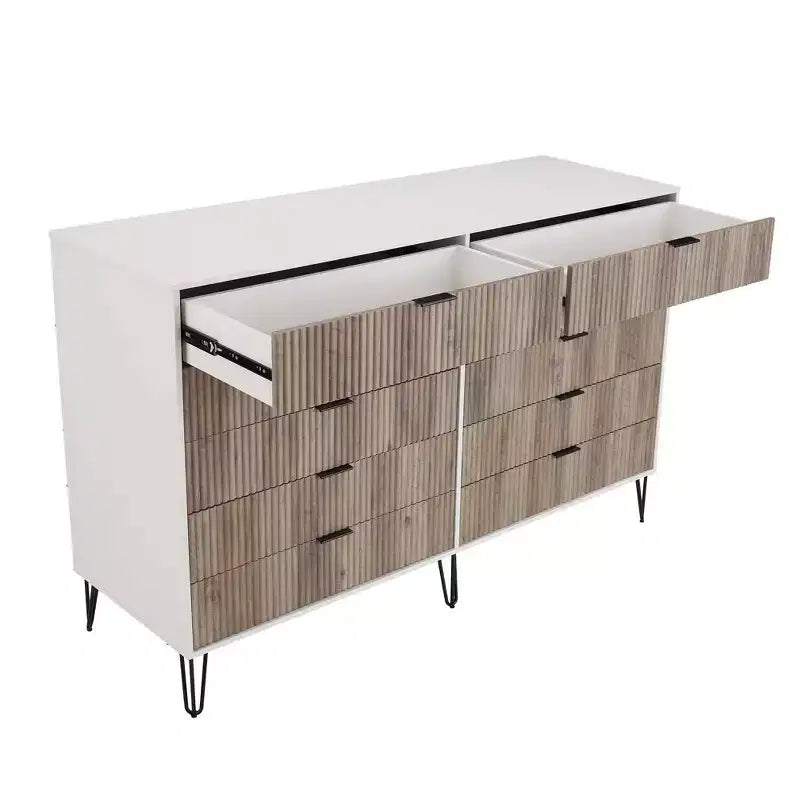 Manhattan Comfort Dumbo 2pc Modern 5 Drawer Dresser and 10 Drawer Double Dresser Set