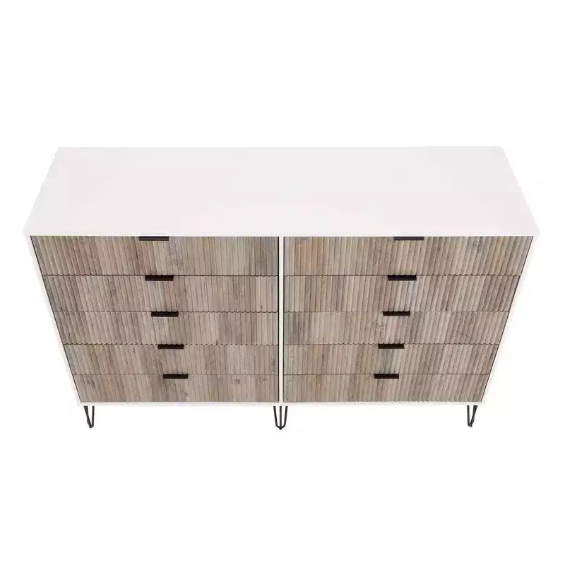 Manhattan Comfort Dumbo 2pc Modern 5 Drawer Dresser and 10 Drawer Double Dresser Set