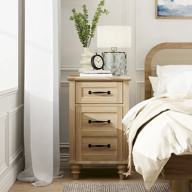 Table d'appoint moderne avec station de charge et rangement – Chêne et blanc