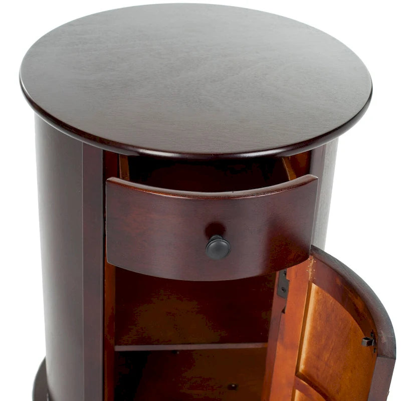 Table d'appoint pivotante avec tiroir et étagères de rangement