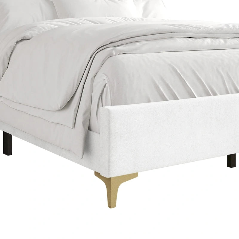 Lit Minimaliste Capitonnage Velours Détails Bandes Dorées