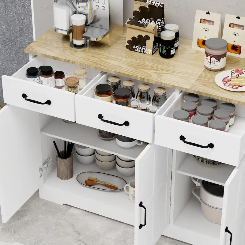 Buffet de ferme avec 3 tiroirs et 3 portes – Blanc