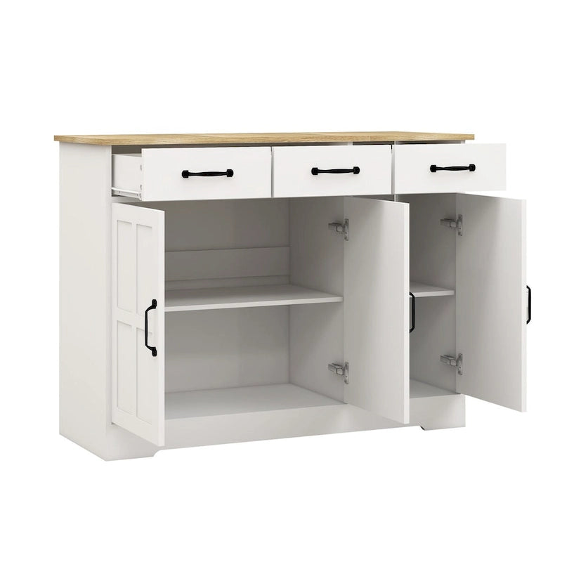 Buffet de ferme avec 3 tiroirs et 3 portes – Blanc