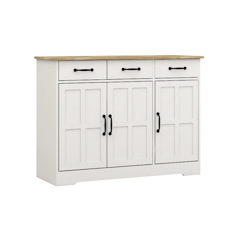 Buffet de ferme avec 3 tiroirs et 3 portes – Blanc