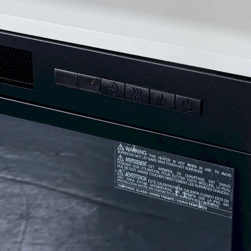 Meuble TV moderne blanc de 68 pouces avec cheminée électrique 3D de 36 pouces