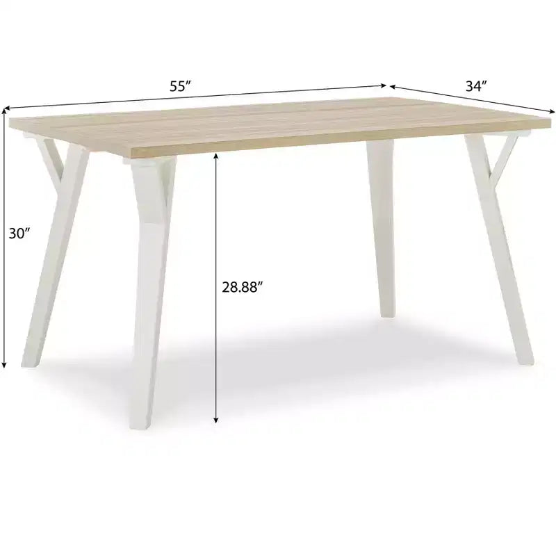Alwynn White and Natural Wood 7-piece Dining Set, Dining Table with 6 Windsor Chairs