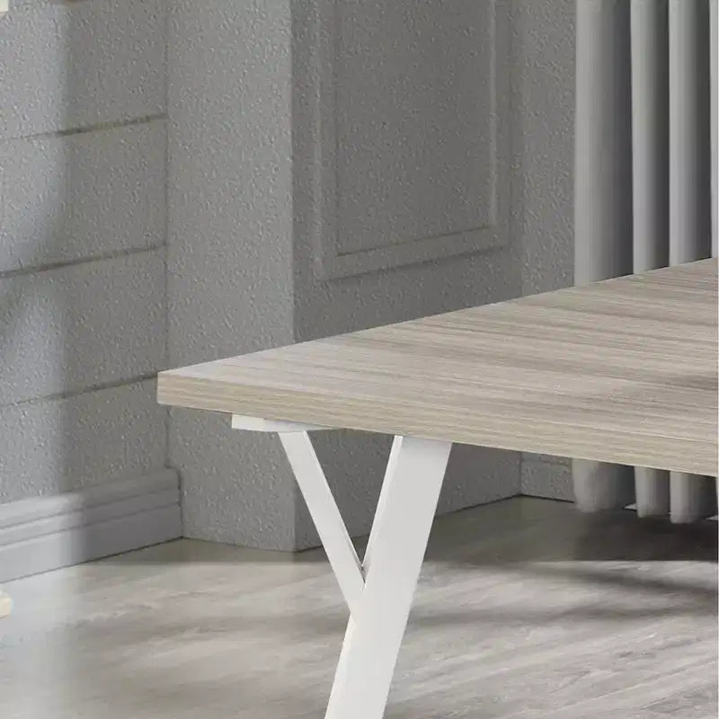 Alwynn White and Natural Wood 7-piece Dining Set, Dining Table with 6 Windsor Chairs