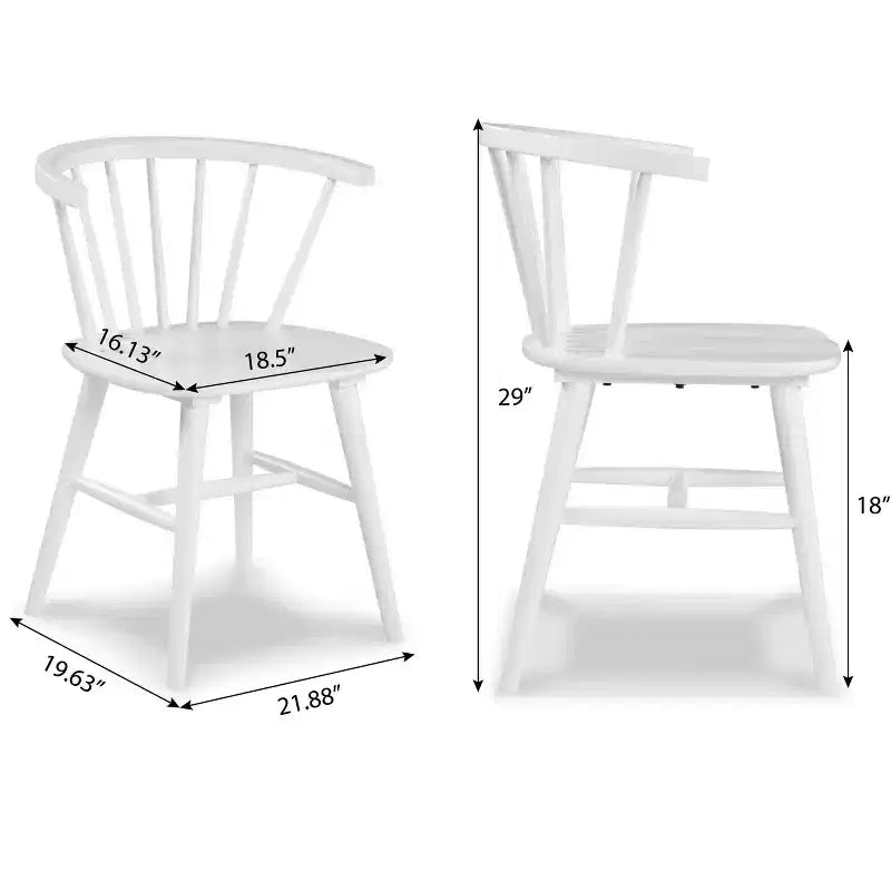 Alwynn White and Natural Wood 7-piece Dining Set, Dining Table with 6 Windsor Chairs