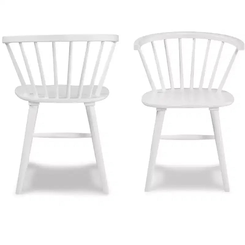 Alwynn White and Natural Wood 7-piece Dining Set, Dining Table with 6 Windsor Chairs
